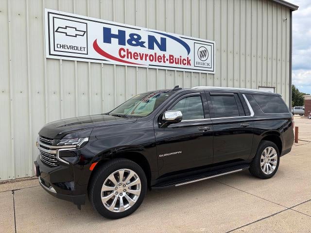 2024 Chevrolet Suburban Premier in Black — front three-quarter view