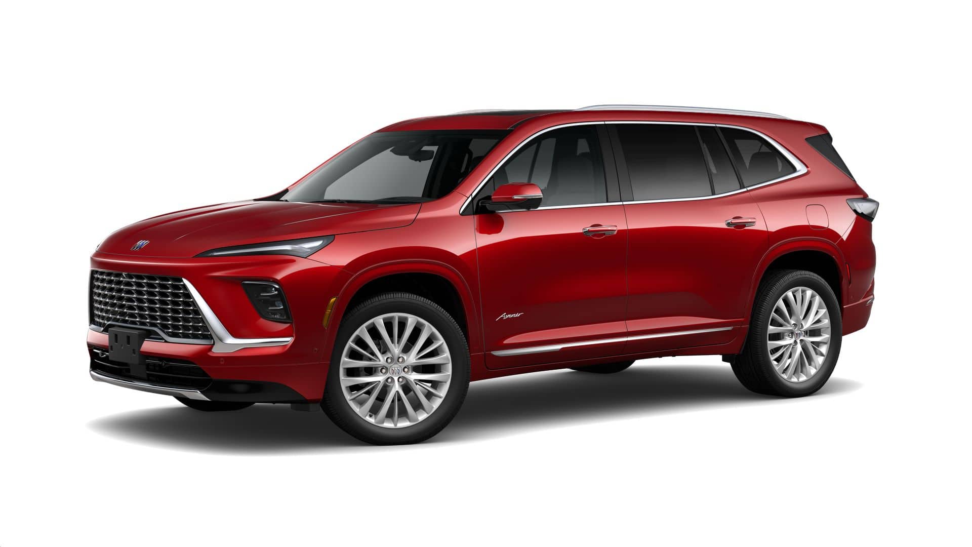 2026 Buick Enclave Avenir in Cherry Red Tintcoat — front three-quarter view